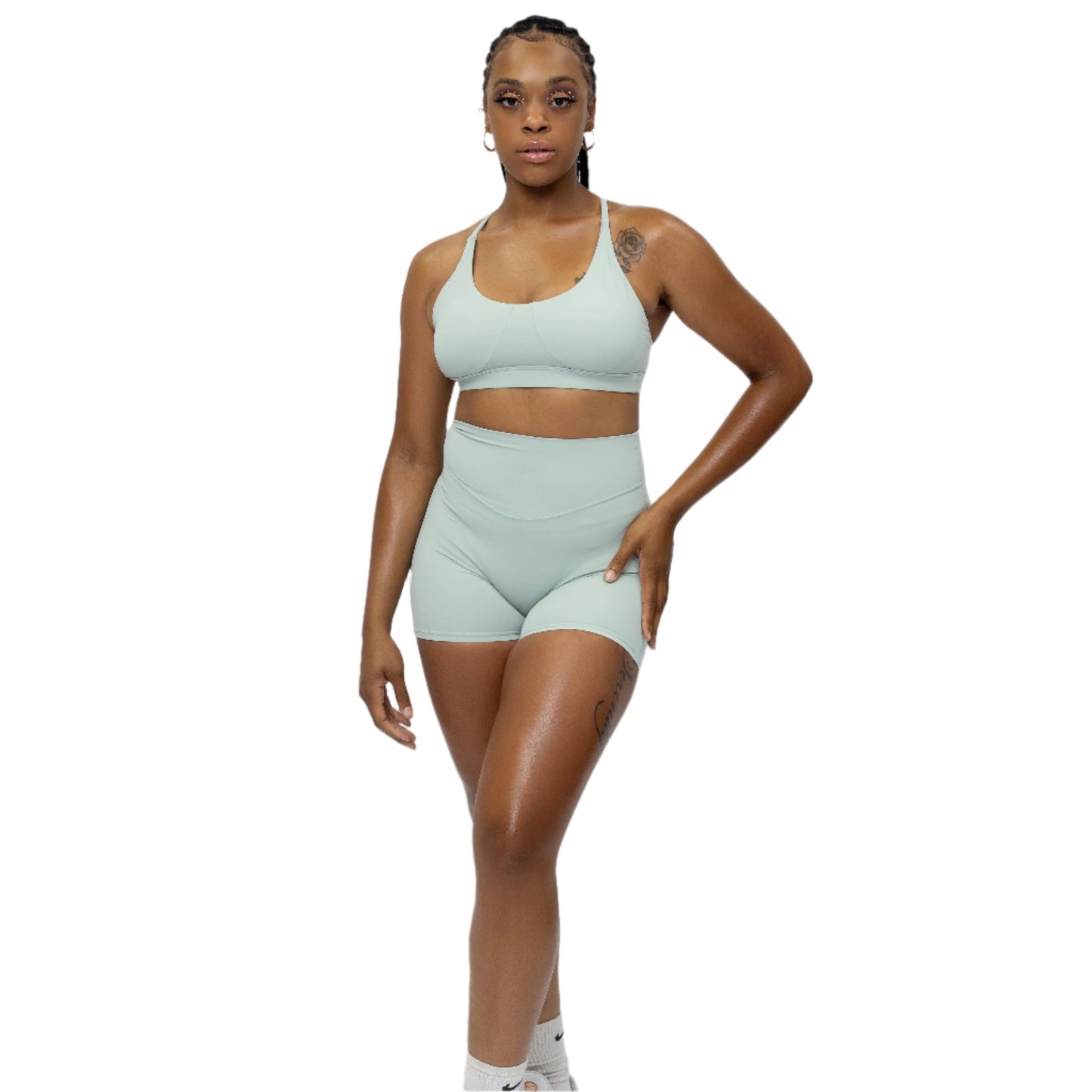 'Limitless Motion' Biker Shorts Set- Green